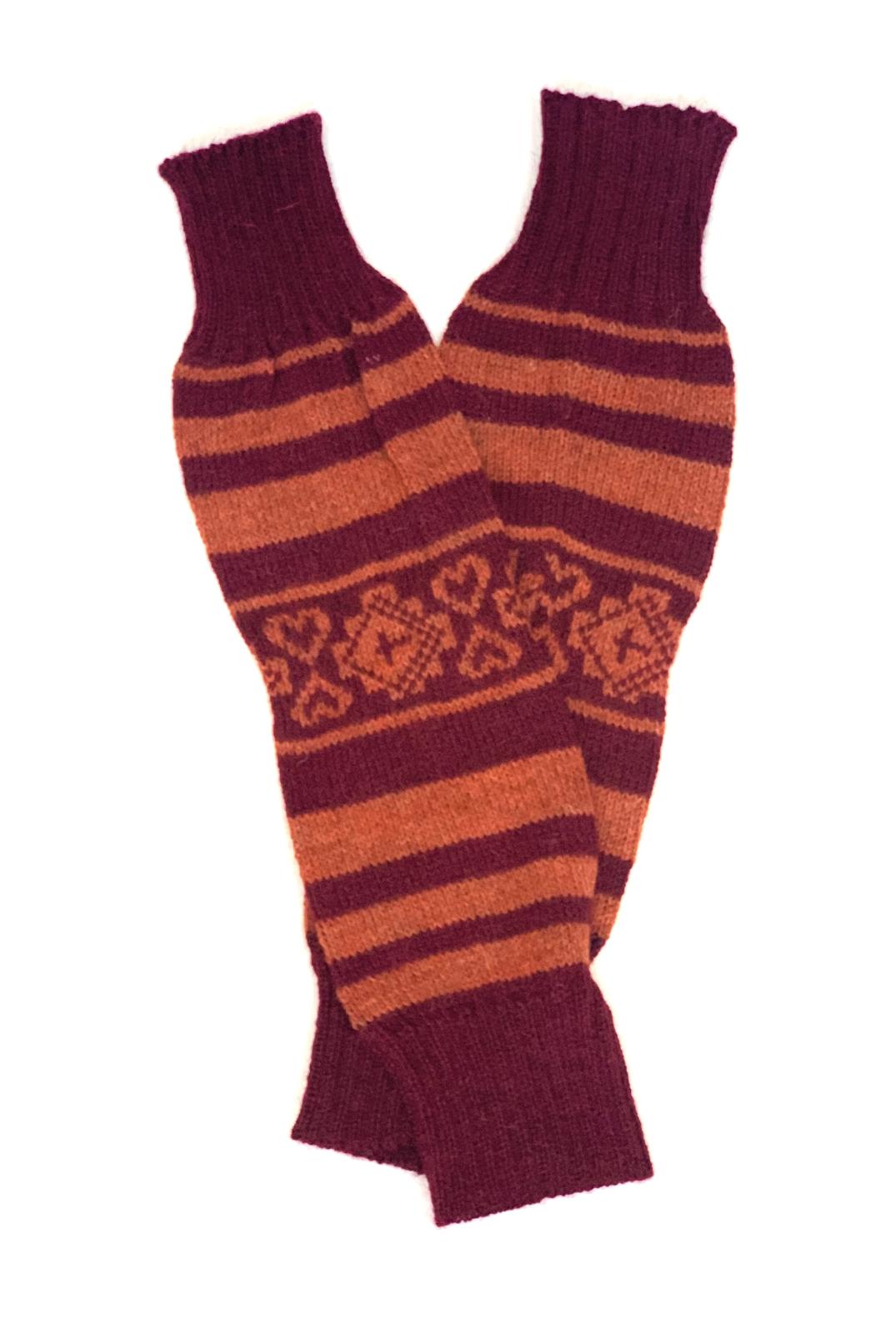Burgundy-Orange legwarmers