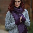 Burgundy wristies and shawl