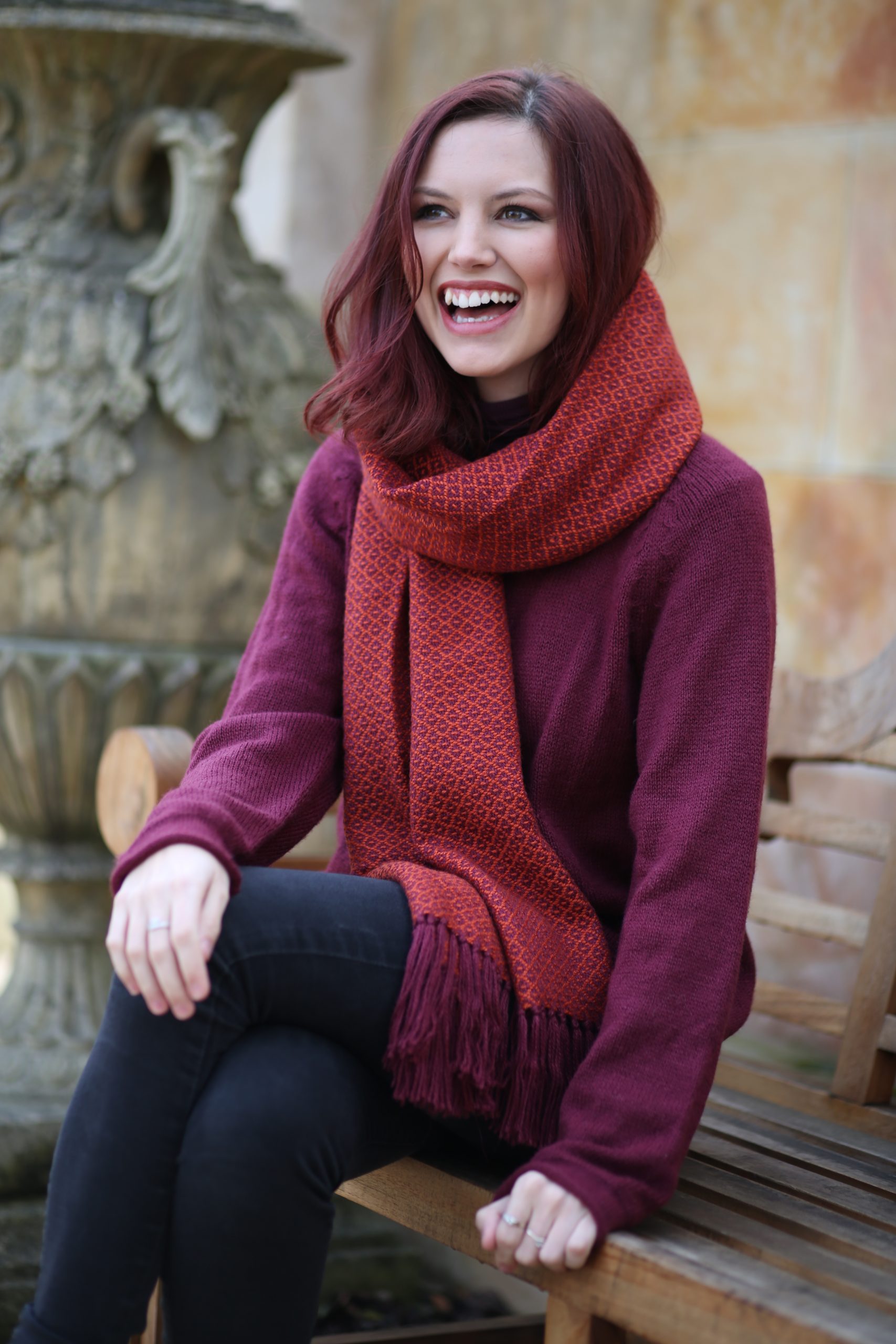 burgundy orange shawl Burgundy Zamora Shawl